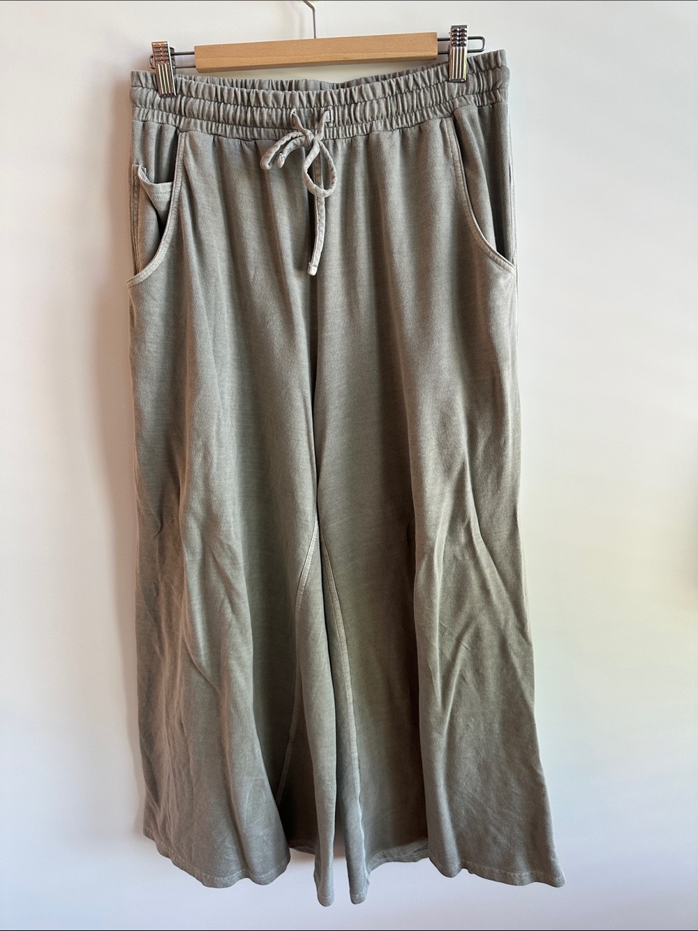 Zenana Wide Leg Lounge Pants in Ash Olive